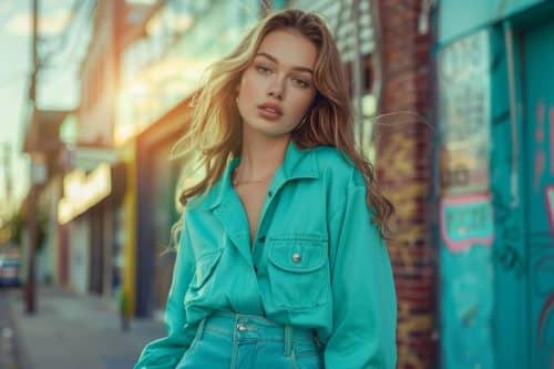 La mode des vêtements d'un vert tirant sur le bleu cet été