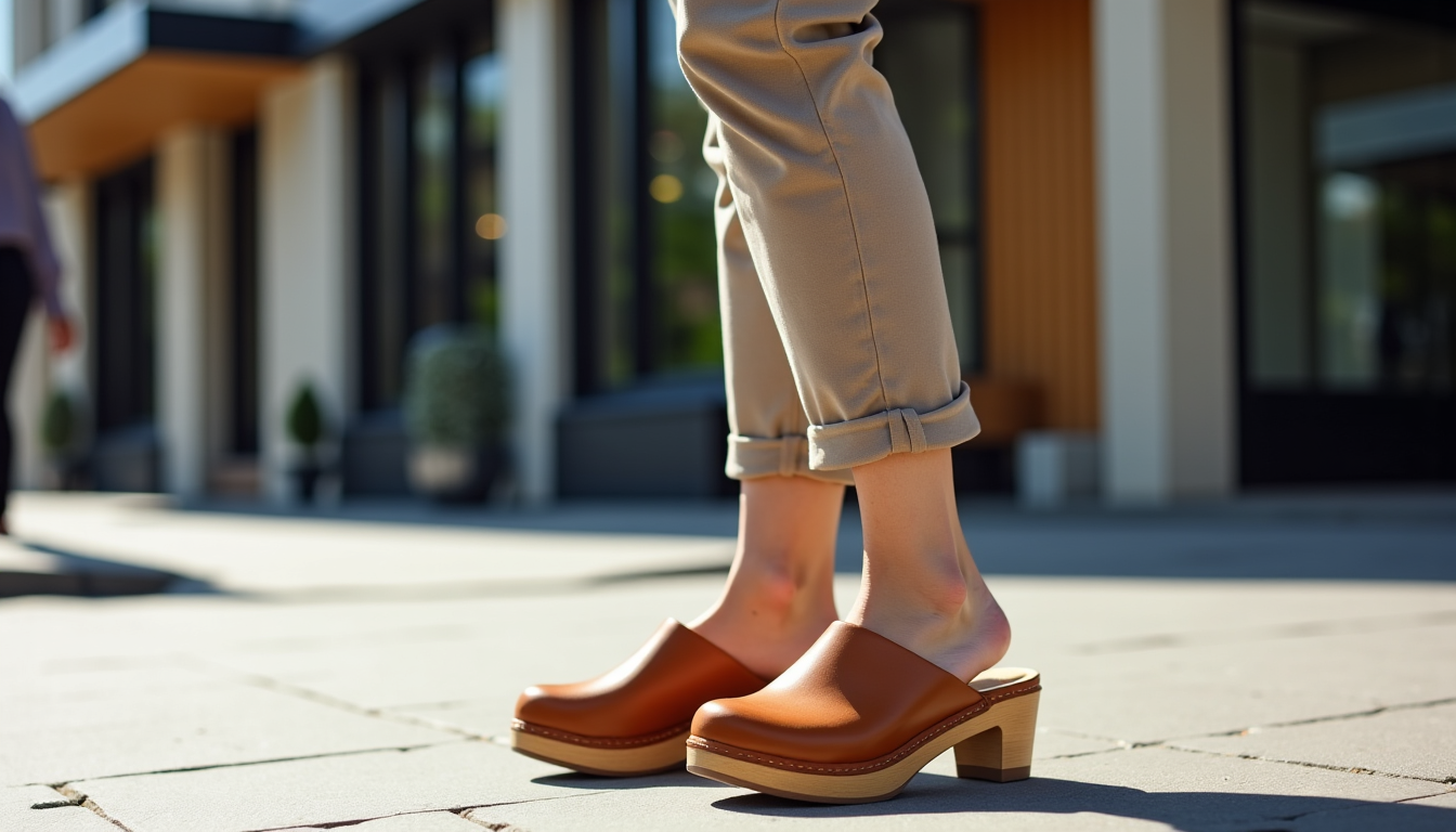 Illustration : side dans le choix de pièces aux lignes — sabot femme : la tendance chaussure incontournable de la saison