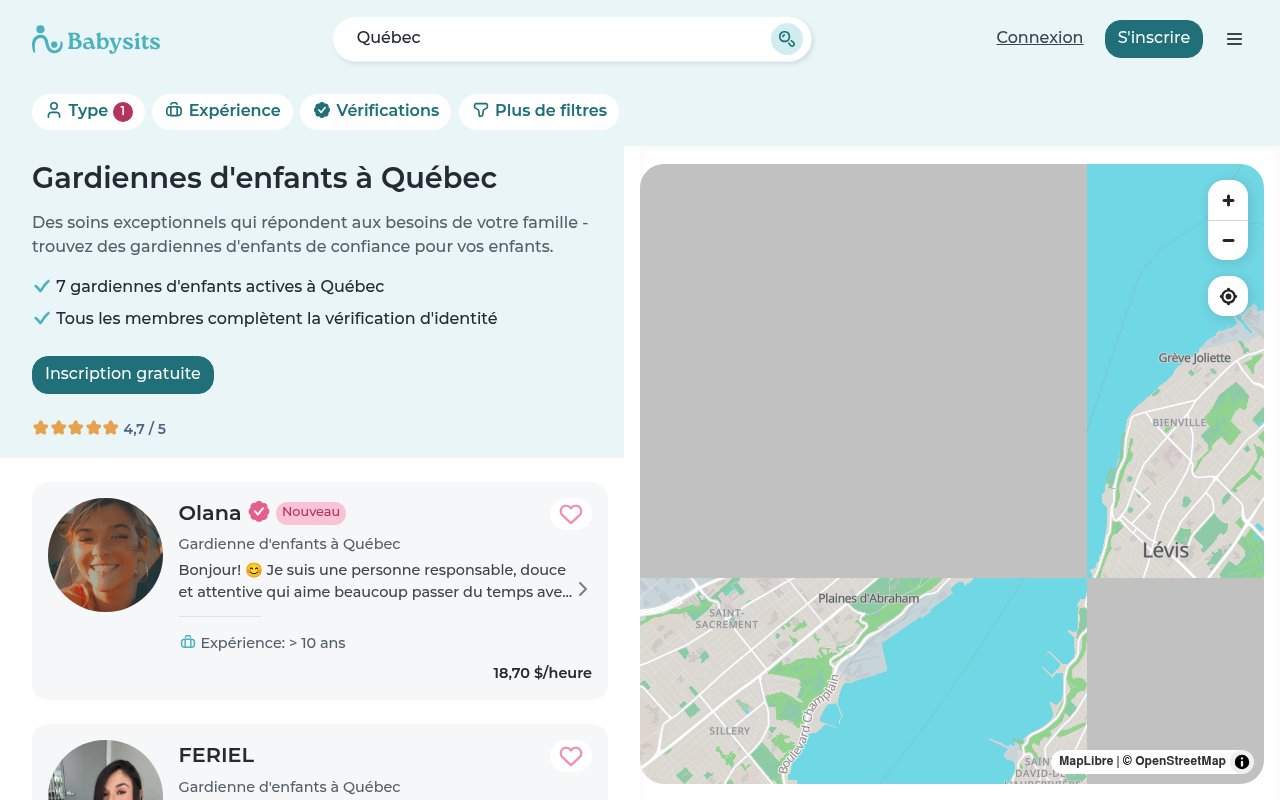Apercu du site Babysits