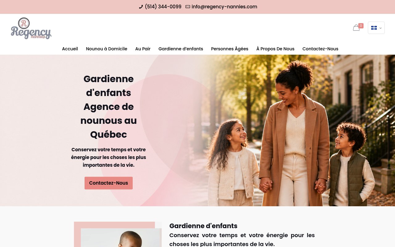 Apercu du site Regency Nannies