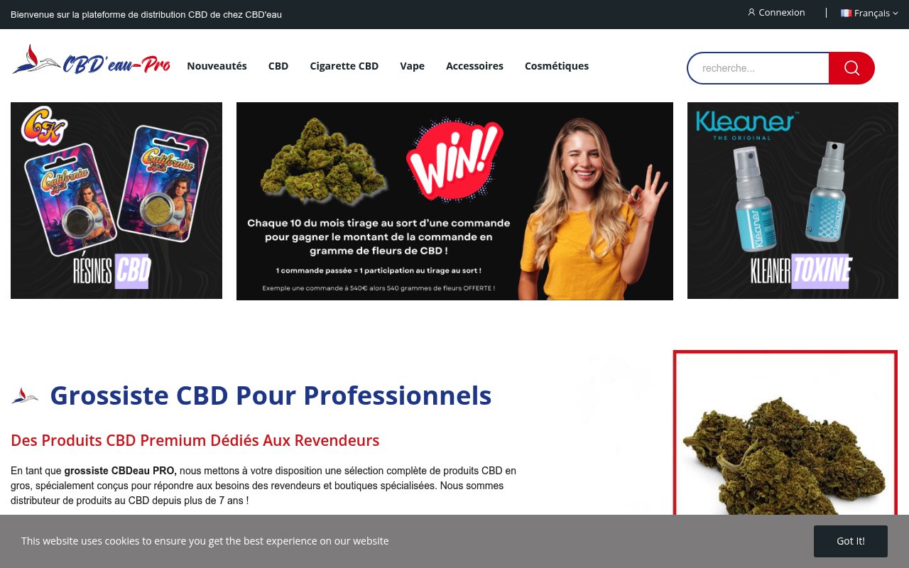Apercu du site CBD’eau PRO